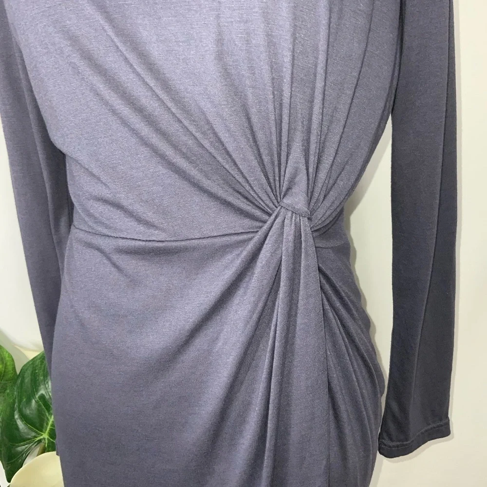 She & Sky Gray Faux Wrap Long Sleeve Soft Bodycon Casual Work Party Dress M - Picture 3 of 7